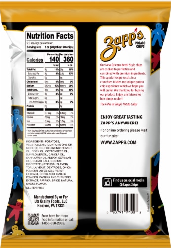 Zapp’s® New Orleans Kettle Style Voodoo® Potato Chips Perspective: back