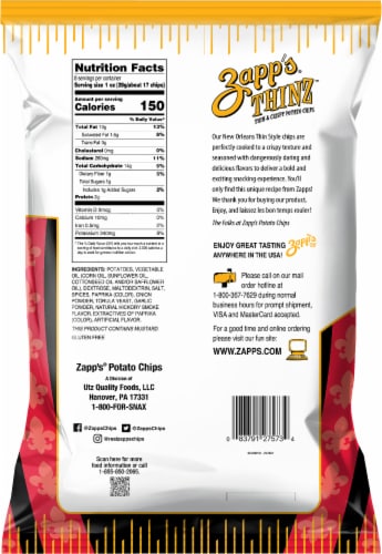 Zapp's® Spicy Cajun Crawtator Thinz Potato Chips Perspective: back