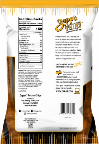 Zapp's Bourbon St. Smokey Sweet Thinz Potato Chips Perspective: back