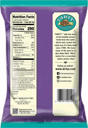 Dirty® Potato Chips Salt & Vinegar Kettle Chips Perspective: back