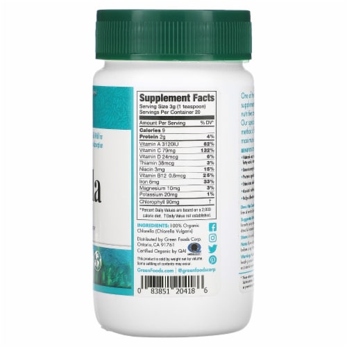 Green Foods Organic Chlorella Powder Perspective: back