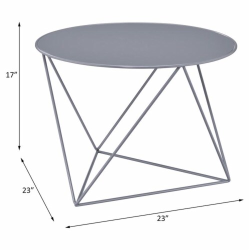 ACME Epidia Metal Accent Table with Round Top and Geometric Base in Gray, 1 Fred Meyer