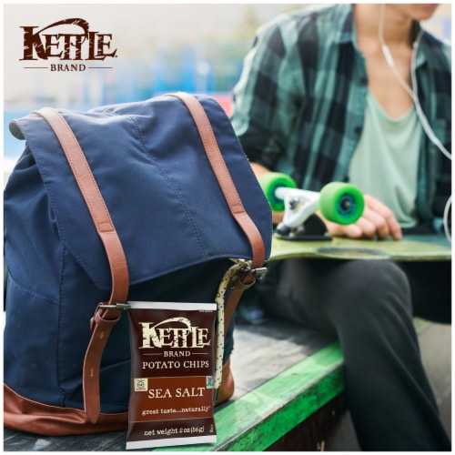 Kettle Brand Potato Chips Sea Salt Kettle Chips Snack Bag Perspective: back