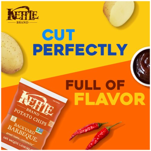 Kettle Brand Potato Chips Backyard Barbeque Kettle Chips Snack Bag Perspective: back