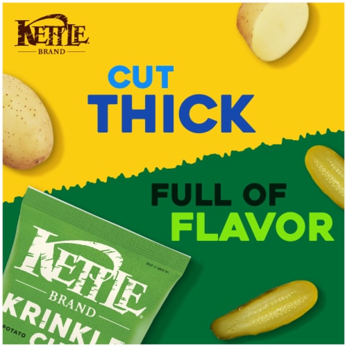 Kettle Brand Potato Chips Krinkle Cut Dill Pickle Kettle Chips Perspective: back