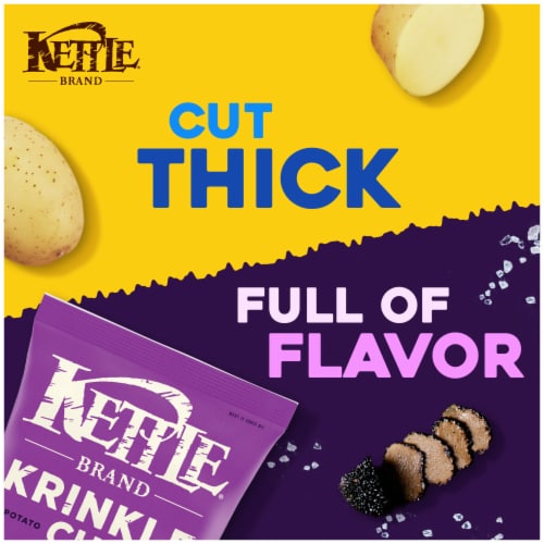 Kettle Brand Potato Chips Krinkle Cut Truffle Oil & Sea Salt Kettle Chips Perspective: back