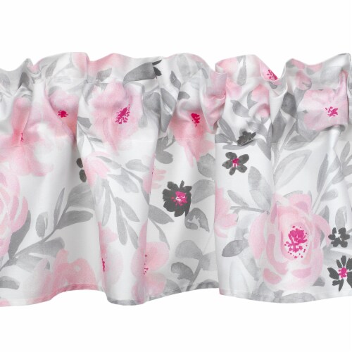 Bedtime Originals Blossom Pink/Gray Watercolor Floral Window Valance Perspective: back