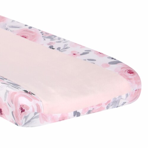 Bedtime Originals Blossom Watercolor Floral Changing Pad Cover - Pink/Gray Perspective: back
