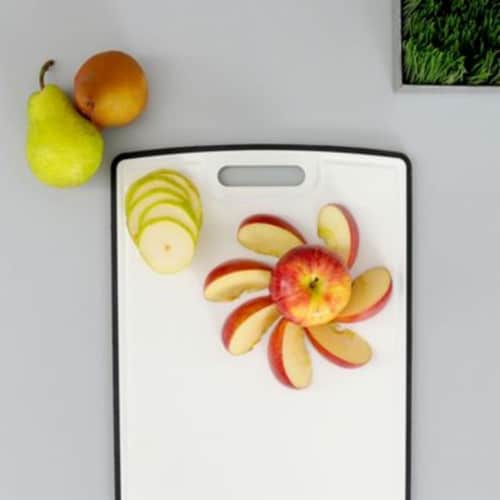 Dexas® POLYDUO™ Reversible Cutting Board - Midnight Granite/White Perspective: back