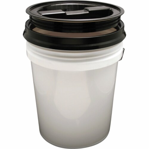 Leaktite Screw-Top Lid for 3.5 & 5 Gal. Pail, Black LD5GRLBK006 Perspective: back