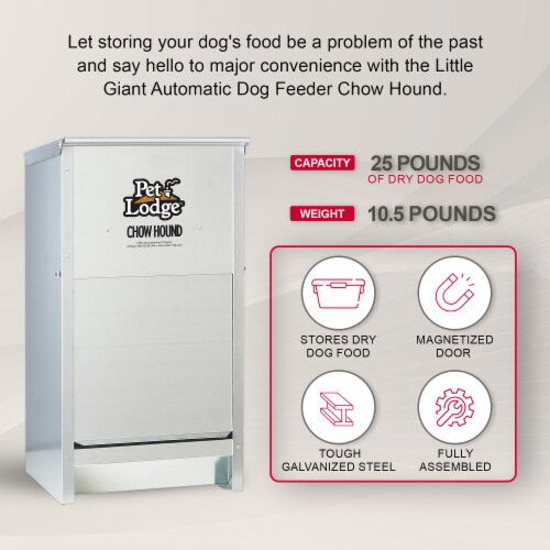 Little Giant Dry Food Automatic Steel Dog Feeder Chow Hound 25