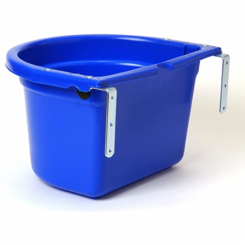 Little Giant 20 Quart Heavy Duty Mountable Plastic Fence Feeder Bucket, Blue Perspective: back