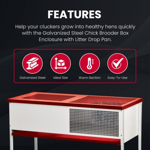 Little Giant Galvanized Steel Chick Brooder Box Enclosure with Litter Drop Pan Perspective: back