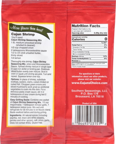 Cajun's Choice® Cajun Shrimp Seasoning Mix Perspective: back