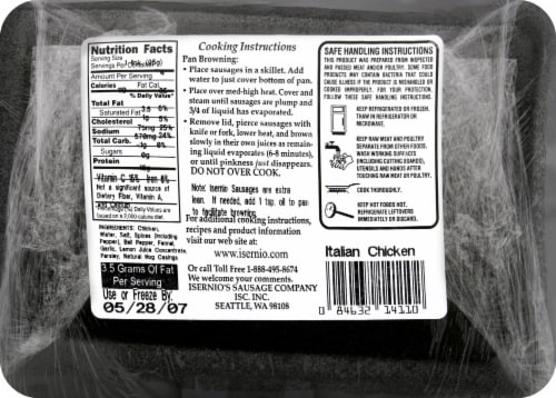 Isernio's® Italian Chicken Sausage Perspective: back