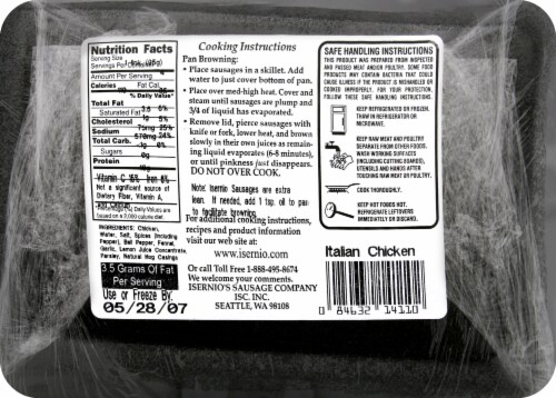 Isernio's® Italian Chicken Sausage Perspective: back