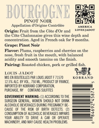 Louis Jadot Pinot Noir Perspective: back