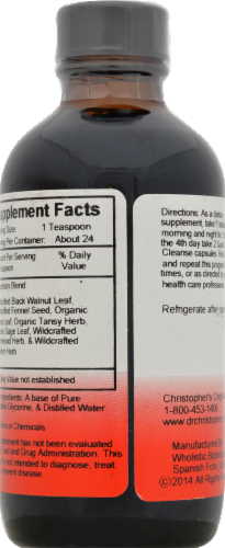 Christopher's Herbal Parasite Syrup Perspective: back