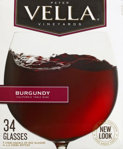 Peter Vella Burgundy California Red Wine Box Perspective: back