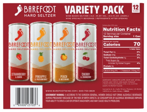 Barefoot Hard Seltzer Variety Wine Cans Perspective: back