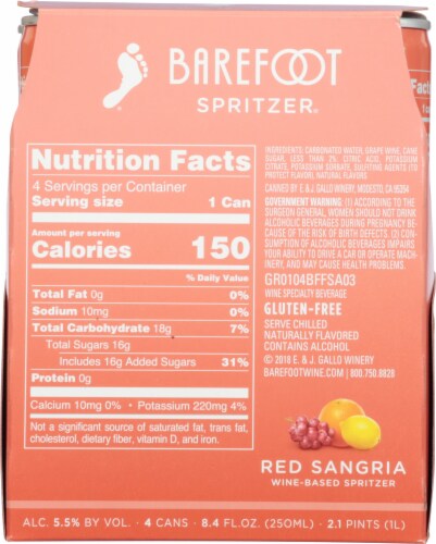 Barefoot Spritzer Sangria California Red Wine Cans Perspective: back