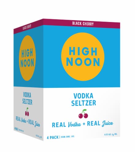 High Noon Black Cherry Vodka Hard Seltzer 4 Single Serve 355ml Cans Perspective: back