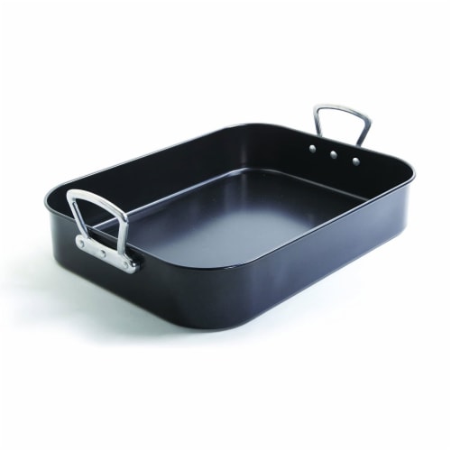 Gibson Home French Roaster 2 Piece Carbon Steel Turkey Chicken w/ Roast Rack Perspective: back
