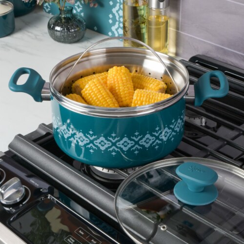 Spice by Tia Mowry Savory Saffron Healthy Nonstick 5QT Dutch Oven W/Steamer  Inster- Teal, 5 qt - Foods Co.