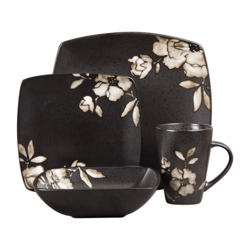 Gibson Elite Lanark 16 Piece Square Dinnerware Set with Plates Bowls Mugs 1 Piece QFC