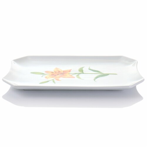 Martha Stewart Botanical Garden Ceramic Serving Platter - White Perspective: back