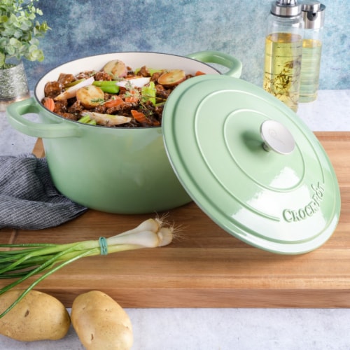 Crock Pot Artisan 5-Quart Enameled Cast Iron Dutch Oven Aqua Blue