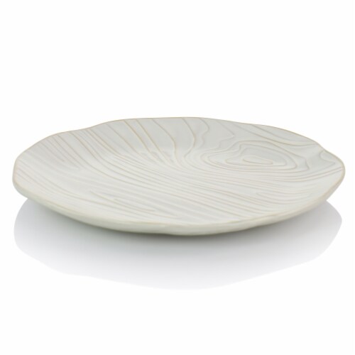 Martha Stewart Wood Pattern White Stoneware Dinner Plate Set Perspective: back