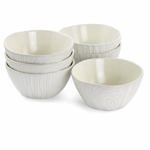 Martha Stewart Wood Patterned Cereal Bowl Set - Off-White Perspective: back