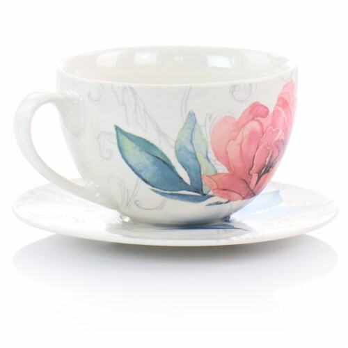 Martha Stewart Peony Tea Cup and Saucer Perspective: back