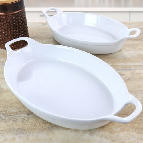 Martha Stewart White Stoneware Baker Set Perspective: back