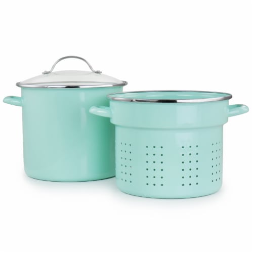 Martha Stewart Stock Pot with Steamer - Aqua Perspective: back