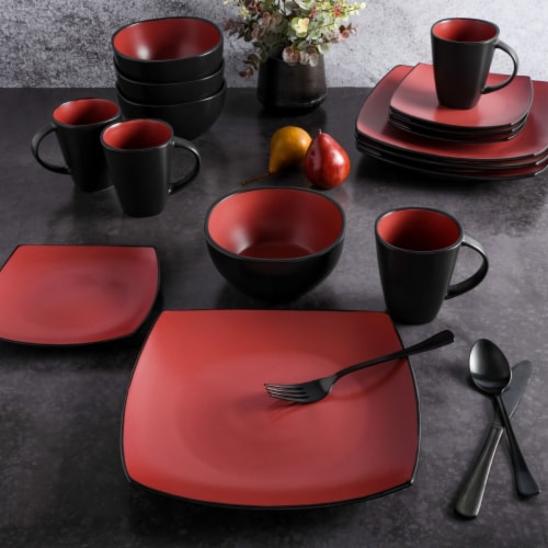 Gibson Soho Lounge Square 16 Piece Dinnerware Set Matte Reactive