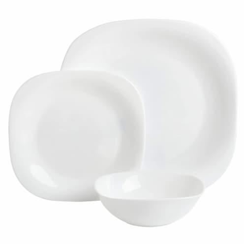 Gibson Home Break and Chip Resistant Square Dinnerware Set, Service for 6, Opal Perspective: back