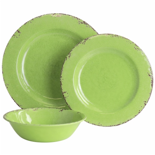 Gibson Mauna 12 Piece Melamine Dinnerware Set in Crackle Green 1 Each Mariano s