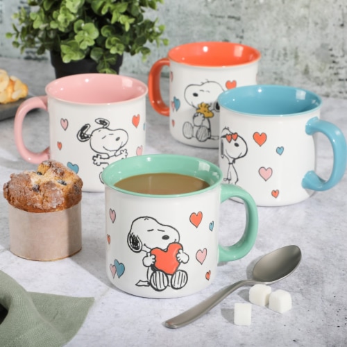 Peanuts Mothers Love 4 Pack Large 21 OZ Camper Stoneware Mugs Perspective: back