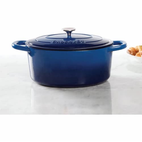 Gibson 7 qt Oval Dutch Oven Crock Pot, Sapphire Perspective: back