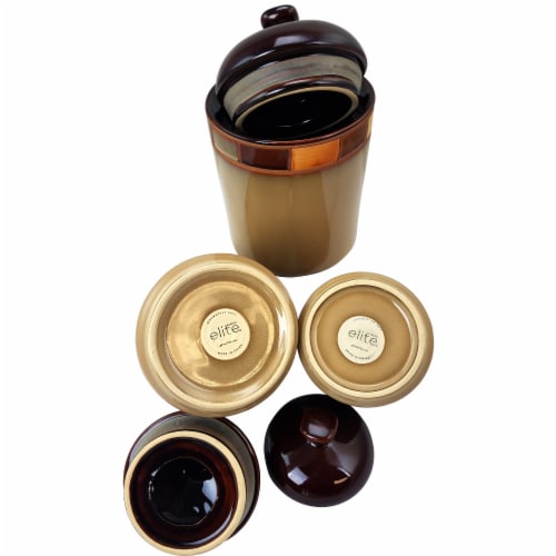 Casa Estebana 3 Piece Stoneware Storage Canister Container Jar Set Perspective: back