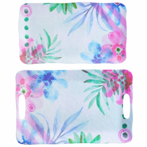 Spice by Tia Mowry Cinnamon Twist 2 Piece Decorated Melamine Serving Trays Perspective: back