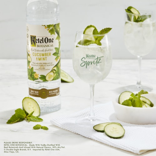 Ketel One Cucumber & Mint Vodka Distilled With Real Botanicals And Infused With Natural Flavor Perspective: back