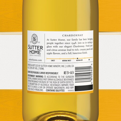 Sutter Home Chardonnay California White Wine 750 ml Perspective: back