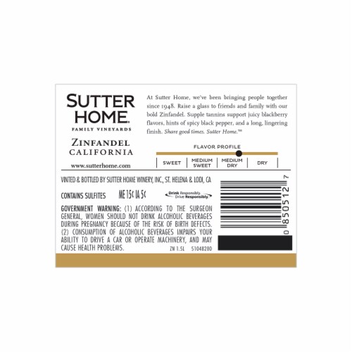 Sutter Home Zinfandel Perspective: back