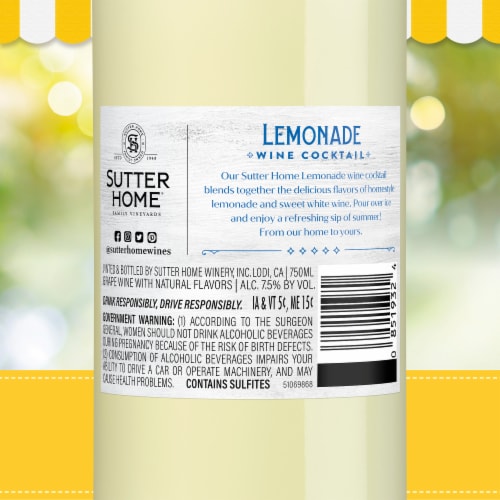 Sutter Home Lemonade Wine Cocktail Perspective: back