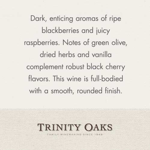 Trinity Oaks Cabernet Sauvignon California Red Wine 750 ml Perspective: back