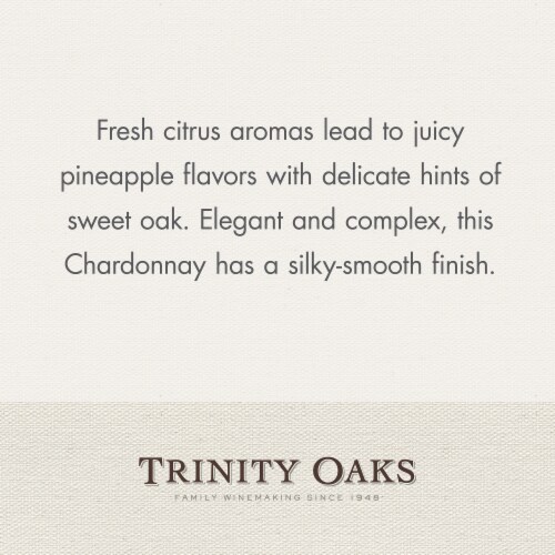 Trinity Oaks Chardonnay California White Wine 750 ml Perspective: back