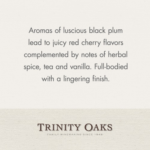 Trinity Oaks Merlot California Red Wine 750 ml Perspective: back